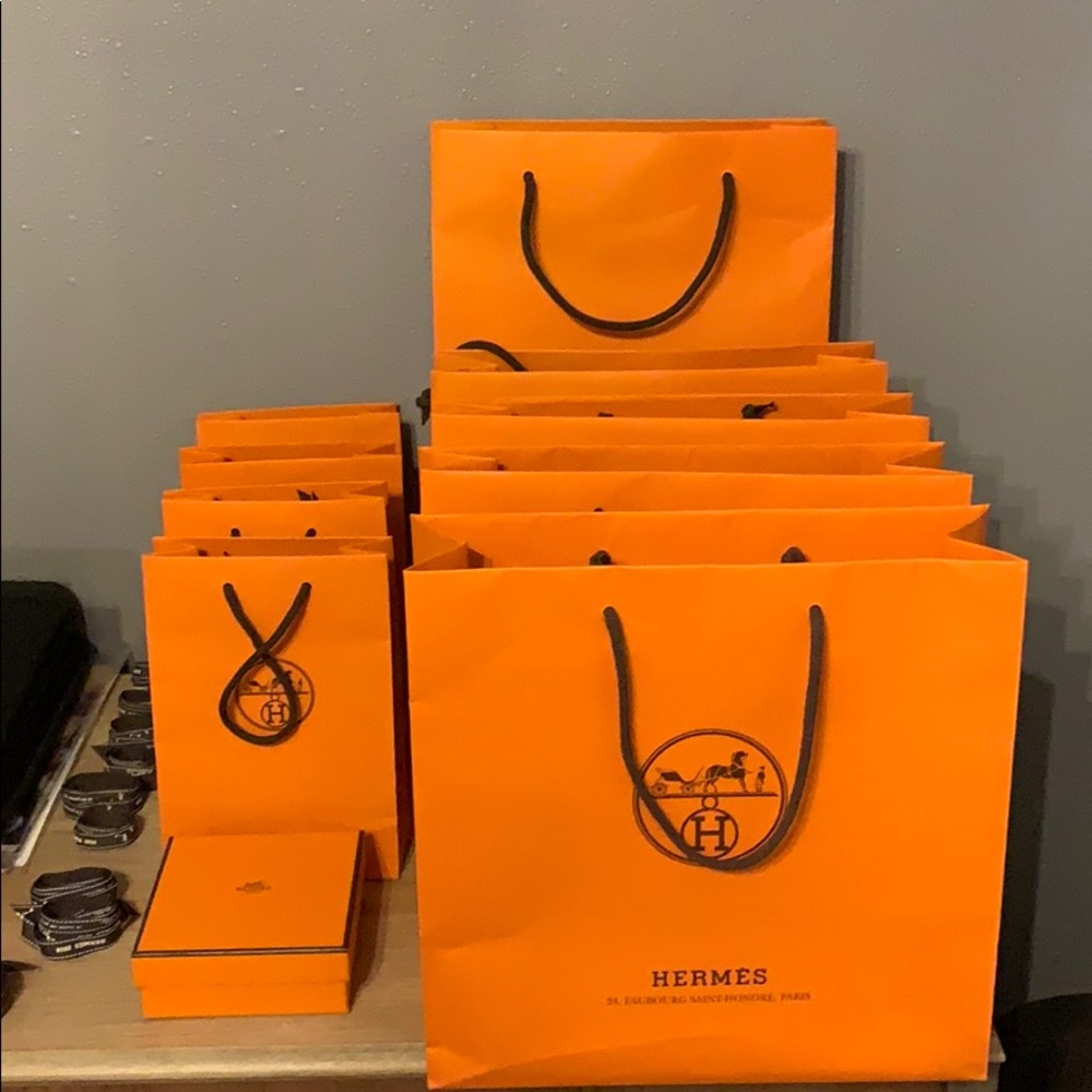 Hermes boxes bags and ribbon